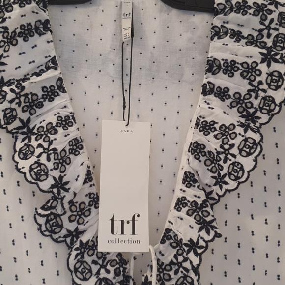 Zara trf collection black and white blouse - Picture 2 of 4